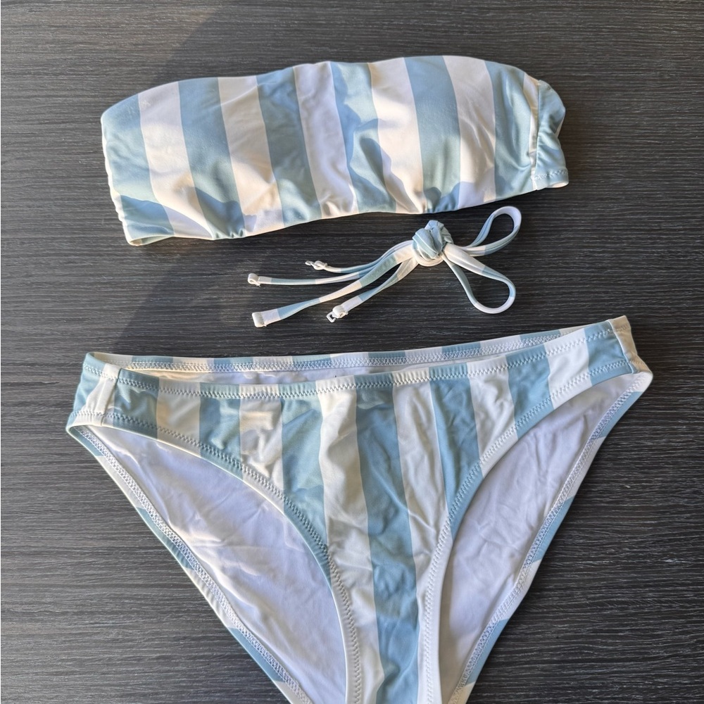 Lively Blue and White Striped Bikini